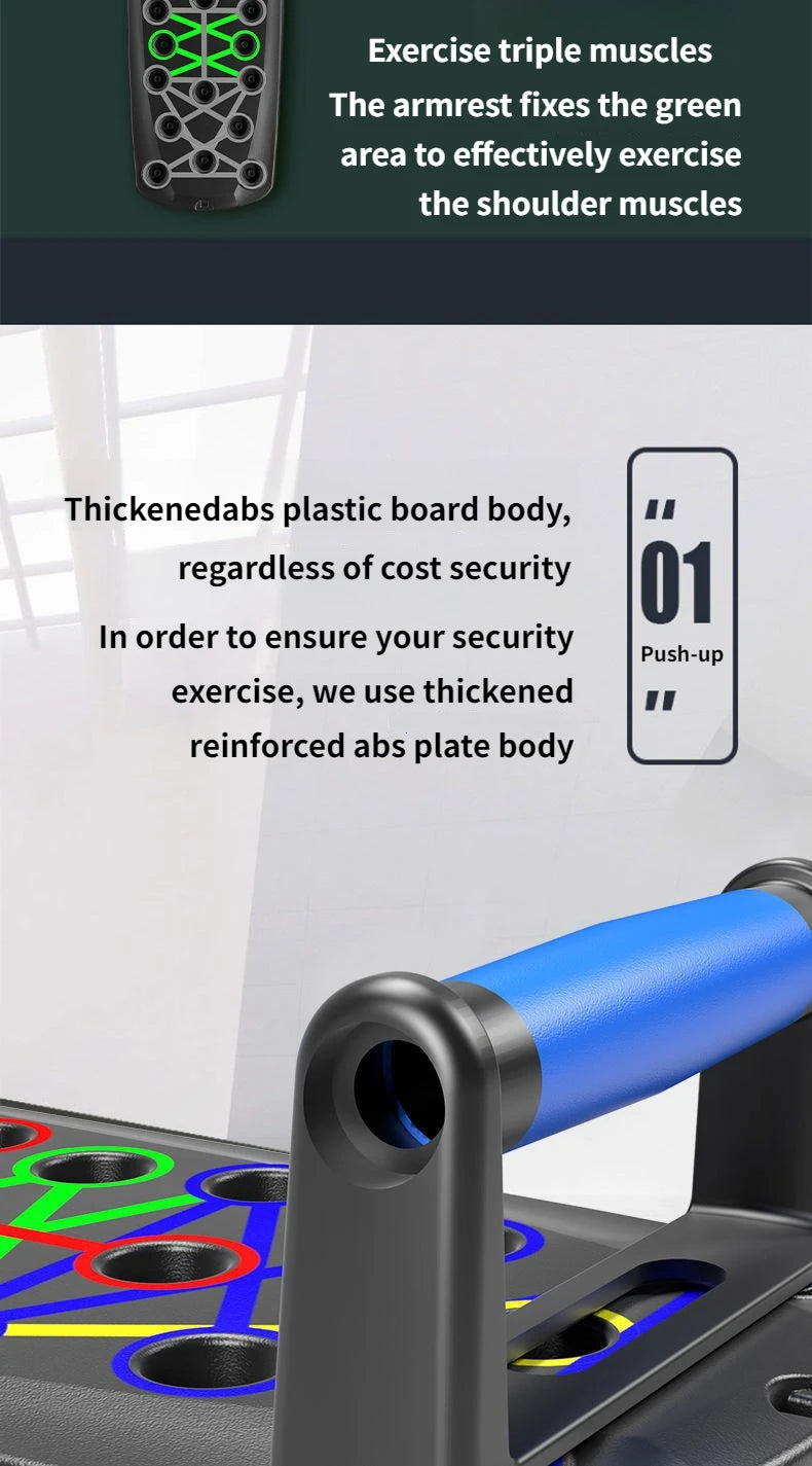 Multifunktionales Push-Up Board mit Farbleitsystem